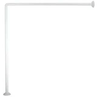MSV Duschvorhangstange Winkelstange, Ø 25 mm, Fixmaß, verschraubt, verschraubt, Aluminium, Eck-Duschvorhangstange, rostfreies Aluminium, zum Verschrauben, weiß Hochglanz, 80 x 80 cm weiß