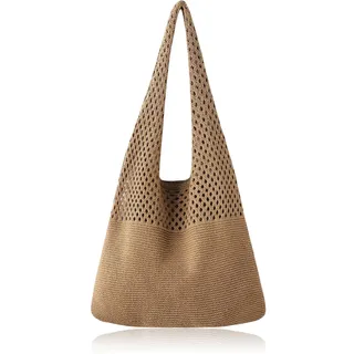 GONZTEL 1 Stück Strandtasche, Geflochtene Tasche Boho, Häkeltasche, Strandtasche Gehäkelt, Strohtaschen Damen Sommer, Boho Tasche Damen für Urlaub Alltag Reisen Strand und Sommer