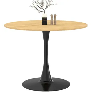 IDMarket - Runder Esstisch Dalia 4 Personen Tulpenbeine Holz und Schwarz 100 cm