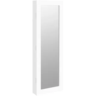 vidaXL Schmuckschrank mit Spiegel Wandmontage Weiß 30x8,5x90 cm