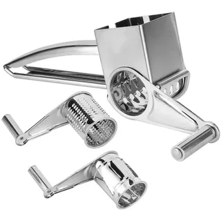 Entatial Käsereibe, 3 verschiedene drehbare Trommeln, Edelstahl, Silber, Kurbel, Spülmaschinenfest, Rechteckig, FOOD_GRATER