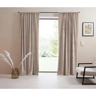 LeGer Home by Lena Gercke Vorhang Samt Ladina, Stangendurchzug (1 St), blickdicht, Polyester, blickdicht, gewebt, verschiedene Größen, 1 Stück, Bestseller beige 140 cm x 145 cm
