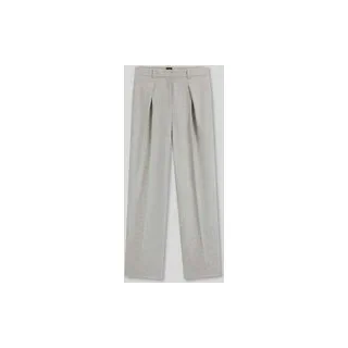 Weite Hose aus Flanell mit Woll-Anteil Modell 'TAFLONG', Hellgrau Melange, 44