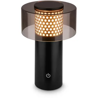BRILONER - LED Tischlampe kabellos IP44 mit Touch, dimmbar, warmweißes Licht, Nachttischlampe, Leselampe, LED Lampe, Campinglampe, Tischleuchte, Akkulampe, Outdoor Lampe, 13x20,5 cm, Schwarz-Gold