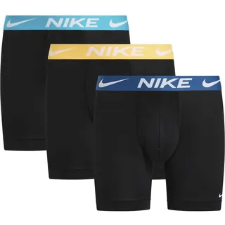 Nike Boxershorts Brief 3Pk Underwear aus Dri-Fit Essential Micro, 3er Set Herren-Boxershorts - 0000KE1157, Black-Laser Orange/Dusty Ccts/Crt Blue, L