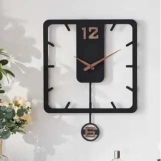 K&L Wall Art Große Pendeluhr Holz Wanduhr leise Holzwanduhr Vintage Holzuhr lautlos Uhrwerk ohne Tick-Geräusche