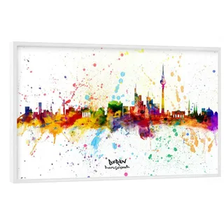 artboxONE Poster mit weißem Rahmen 75x50 cm Städte Berlin Germany Skyline Splash - Bild Berlin City Cityscape
