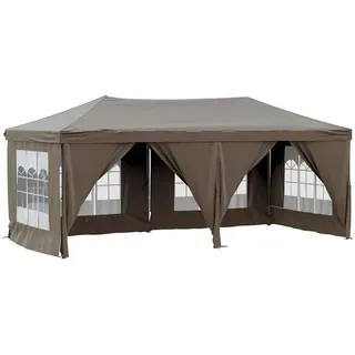 vidaXL Partyzelt Faltbar mit Seitenwänden Taupe 3 x 6 m 