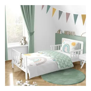 MTOnlinehandel Kinderbettwäsche 100x135 aus 100% Baumwolle - Bettwäsche für Kinder & Baby Regenbogen, Sonne - Fröhliche Boho Babybettwäsche für Mädchen & Jungen, 40x60 + 100x135