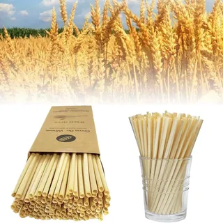 100 Stück Natürliches Stroh Strohhalme Umweltfreundliches und biologisch abbaubares Stroh,Wiederverwendbar,20cm/Kaliber4mm,Für Getränke aus Bar, Partys, Zuhause,Milch, Cocktail