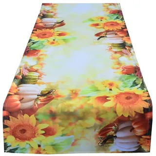 Delindo Lifestyle Tischdecke und Tischläufer Serie Kürbis, für Sommer und Herbst (1-tlg), Digitaldruck "Kürbis" bunt rechteckig | 40 cm x 140 cm