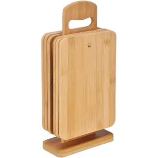 6er-Set Frühstücksbrettchen mit Ständer aus Bambus Holz, 22x15x0,8cm