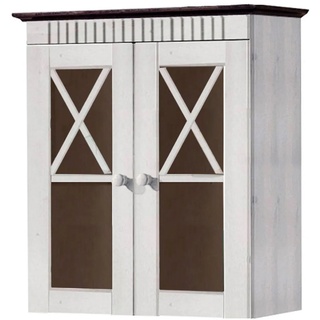loft24 Hängeschrank Rico 2 Glastüren, FSC®-zertifizierte Kiefer im Landhausstil, Breite 60 cm, Küchenschrank, Badezimmer Schrank weiß