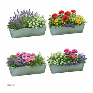 Hti-Living  Pflanzkasten Set für Palette 4-tlg. silber 69099