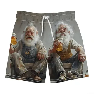 Herren Badeshorts Schnelltrocknend Elastischer für Bund 3D Druck(Gray XXXL) | Schnelltrocknendes Polyester, leichtes Gewebe, ideal für nasse Aktivitäten und heißen Sommer