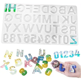 Silicone Gießform Buchstaben und Zahlen, für Epoxidharz, 26 Formen, kreative Dekoration