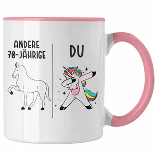 Trendation Tasse Trendation - 70. Geburtstag Frauen Tasse Einhorn Geschenk Geschenkidee rosa