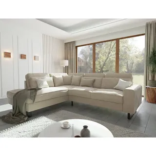 s-style möbel Eckcouch Samt 2-Sitzer Beige