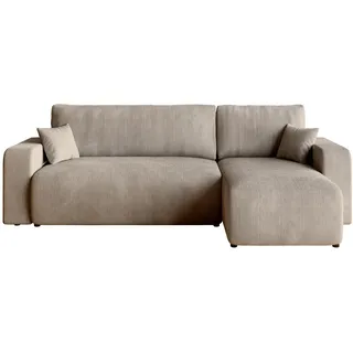 bromarkt Eckcouch 3-Sitzer Cordstoff Beige