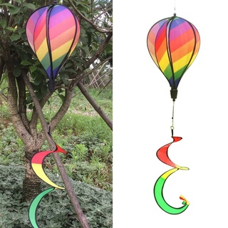 Windspiel Ballon Windrad Heißluftballon Twist Rainbow mit lockigen Schwanz - Mehrfarbig