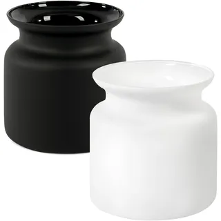 Giessle® 2er Set mittelgroße Vasen Black & White in weiß und schwarz matt Tischvase Tischdeko Blumenvase Deko Glasvase
