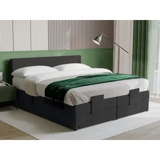 PAARA Boxspringbett 25GM elektrisch verstellbar mit Motor Dachschräge, mit einzigartigem Belüftungssystem grau 180 cm x 220 cm