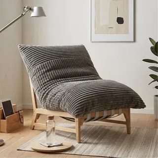 LVHOM XXL Relaxsessel mit Massivholz-Rahmen, Polstersessel Cord mit Memory-Schaum, ergonomischer Loungesessel, Fernsehsessel für Wohnzimmer, Grau - Grau