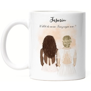 Kiddle-Design Brautjungfer Tasse Personalisiert mit Name Trauzeugin & Braut | Frage & Danke-Geschenk für Freundinnen Brautjungfern Bridesmaid