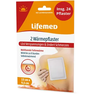Lifemed Wärmepflaster, ohne Arzneiwirkstoff, Schmerzlinderung für Rücken, Nacken, Schultern, Menstruationsbeschwerden. Pflaster Wärmekissen Rückenwärmer Nackenwärmer, Nierenwärmer, Wärmegürtel