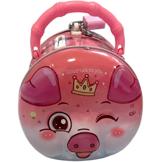 Spardose aus Metall in Form eines Schweins mit Schloss, lustige Spardose, große Größe für Jungen und Mädchen (Rosa)