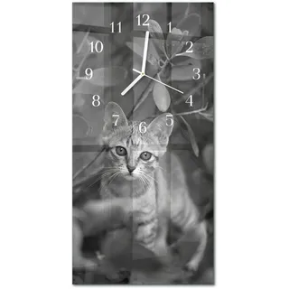 WANDUHR aus Glas 30x60 cm - Katze