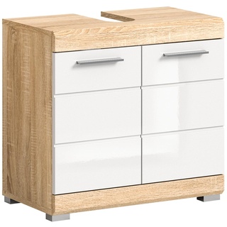 xonox.home Waschbeckenunterschrank 60 cm x 56 cm x 34 cm Sonoma-Weiß