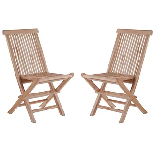 SAM 2er Spar-Set Klappstühle Menorca, Teak-Holz, Gartenstuhl klappbar, für Balkon, Terrasse oder Garten braun