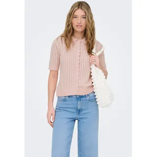 Strickjacke ONLY "ONLELMA POLO S/S CARDIGAN KNT NOOS", Damen, Gr. XS, cradle pink, Strick, Obermaterial: 70% Baumwolle, 30% Polyester, unifarben, normal, Strickjacken Strickjacke