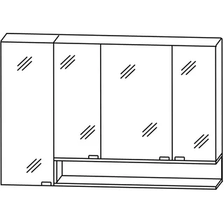 Puris c!puro Serie A Spiegelschrank 120 x 80 cm mit 4 Türen und Regal rechts geöffnet, Badmöbel,
