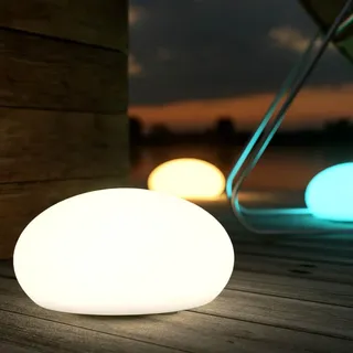 Lights4fun LED Solar Stein Tischleuchte Dekostein mit Farbwechsel Außen Tischlampe Solar Gartendeko USB