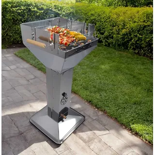 Edelstahl Holzkohlegrill Trichtergrill Kohlegrill Standgrill Grillrost BBQ Grill