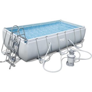 Bestway, Pool, Power SteelTM  Aufstellpool-Set mit Sandfilteranlage 404 x 201 x 100 cm, lichtgrau, eckig (404 x 201 x 100 cm)