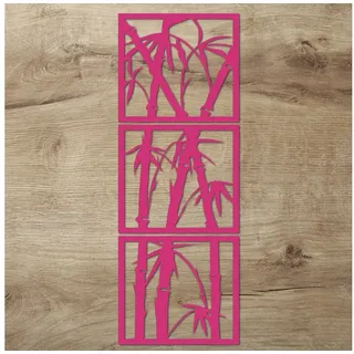 Namofactur Wanddekoobjekt XXL Bambus Holz Wanddeko (3 St., 3-teilig), Wandbild 'Bambus' aus Holz, Wandgestaltung für dein zuhause rosa