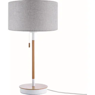 Tischlampe Nachttischlampe Schreibtischlampe Höhe 49 Cm Design Skandinavisch Grau (ø28 Cm), Tischleuchte Weiß/holz - Paco Home