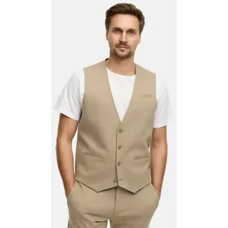 Jeff Anzugweste Herren JFEzra Anzug Weste Herrenweste stilvolle Anzugweste mit gemustertem Innenfutter beige 50
