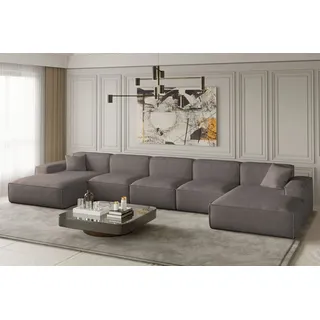Wohnlandschaft U-Form CELES XL in Stoff Scala Taupe - Beige