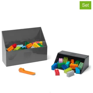LEGO 2tlg. Set: Bausteine-Aufbewahrungsboxen in Anthrazit