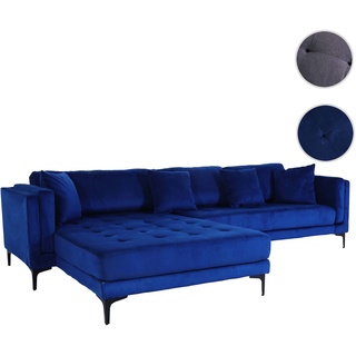 Sofa-Garnitur HWC-M27, Couch Ecksofa L-Form, Liegefl√§che links/rechts, Massiv-Holz 293cm ~ Samt dunkelblau