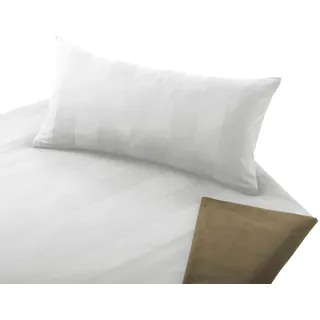 Cotonea Wendebettwäsche Bio Tandem Biber-Satin 155x220 cm + 40x80 cm | weiss-sand - weiß;braun