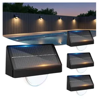 Artrastar Solarlampen für Außen Garten Solarleuchten Balkon mit 8 Farben & 3 Modi Treppenbeleuchtung IP65 Wetterfest Solarlicht für Terrasse Deko/Stufen/Treppen/Zaun 4 Stück