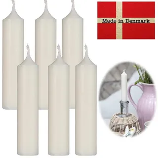 LS-LebenStil Tafelkerze Exklusive Stabkerzen Ribe Rustik 6 ́er Set Elfenbein 11x2,2cm Made in D (Spitzkerzen Tafelkerzen für die perfekte Tischdeko Hochzeit Taufe Advent Weihnachten Unparfümiert, 6-tlg), MADE IN EU weiß