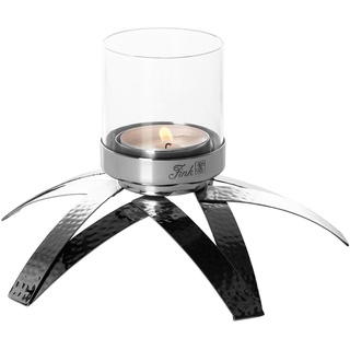 Fink Kerzenhalter CLAIRE, mit Glaszylinder (1 St), Teelichthalter aus Edelstahl, 1-flammig silberfarben