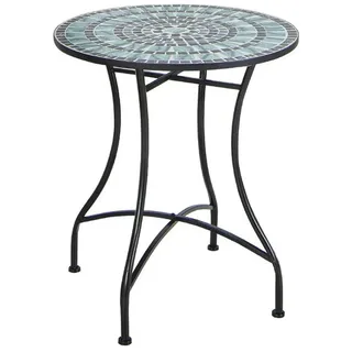 KOMFOTTEU Gartentisch, Mosaiktisch robustes Metall mit fester Montage blau
