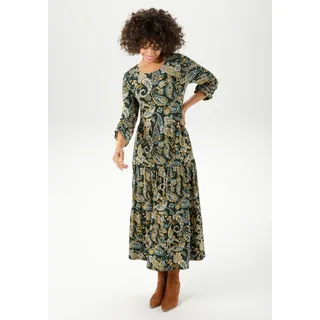 Aniston CASUAL Jerseykleid Midi Paisley Gelb/Schwarz 44